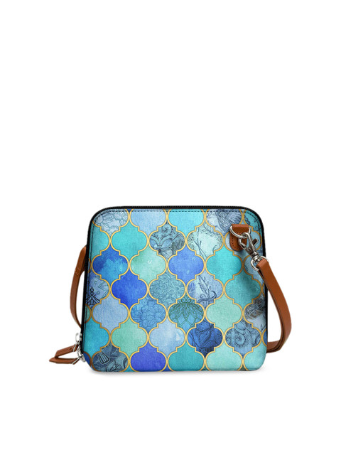 

DailyObjects Blue Printed Sling Bag