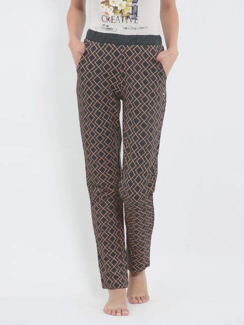 

Sweet Dreams Women Charcoal Grey & Orange Printed Pyjamas LP-331978