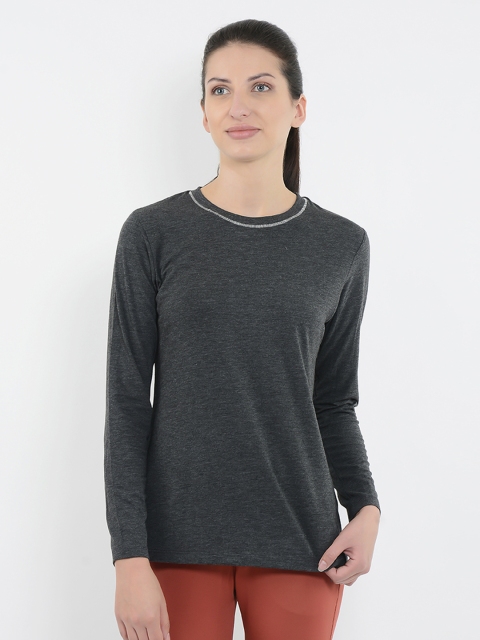 

Sweet Dreams Women Charcoal Grey Solid Round Neck T-shirt