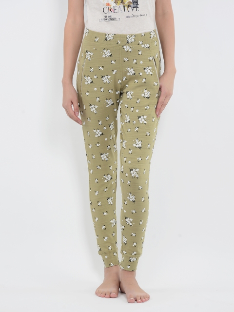 

Sweet Dreams Women Olive Green & White Printed Joggers LP-330878