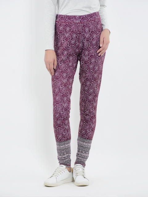 

Sweet Dreams Women Burgundy & White Printed Workout Tights