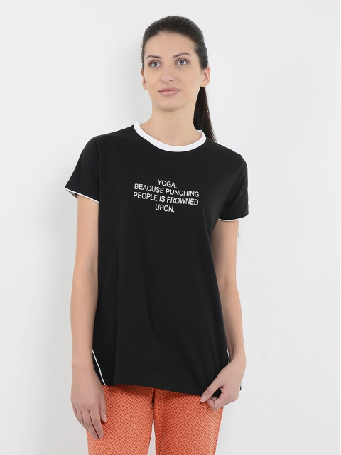 

Sweet Dreams Women Black Printed Round Neck Workout T-shirt