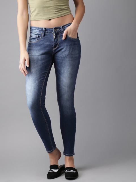 

HERE&NOW Women Blue Skinny Fit Mid-Rise Clean Look Stretchable Jeans
