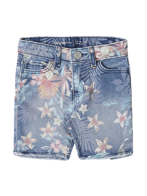 

GAP Toddler Girl Blue Flower Print Denim Shorts