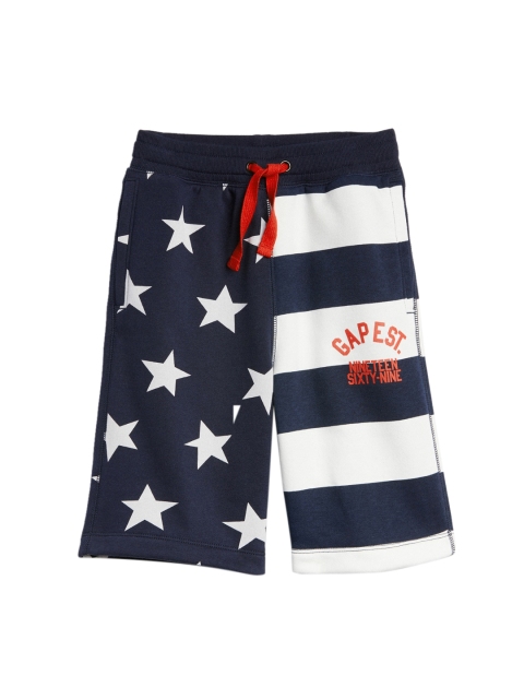 

GAP Boys Blue & White Stars & Stripes Logo Pull-On Shorts