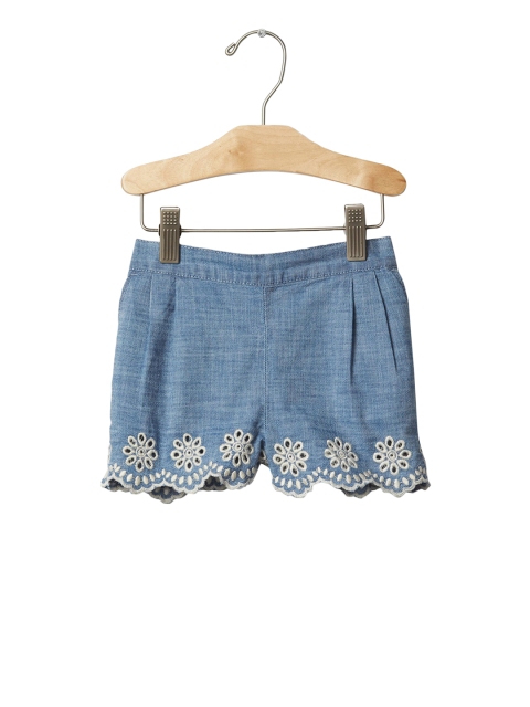 

GAP Toddler Girl 1969 Eyelet Pull On Chambray Shorts, Blue