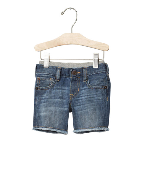 

GAP Baby 1969 Frayed Pull On Denim Shorts, Blue