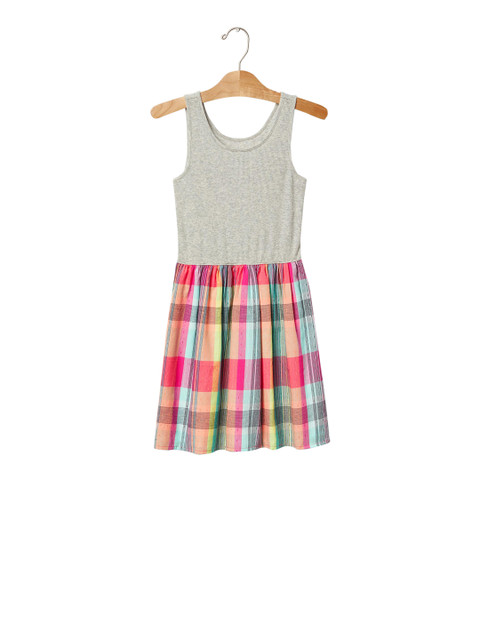 

GAP Girls Multicoloured Plaid Mix Fabric Dress, Multi
