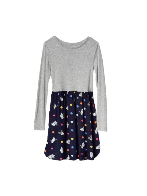 

GAP Girls Grey & Navy Blue Disney Minnie Mouse Mix-Fabric Dress