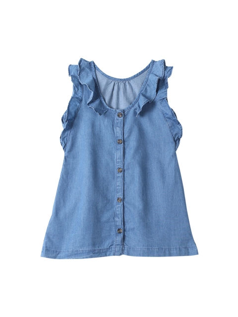 

GAP Blue Toddler Girl Flutter Sleeve Chambray Dress