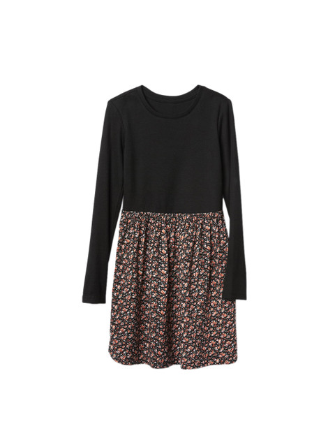 

GAP Girls Black Plaid Mix-Fabric Dress.