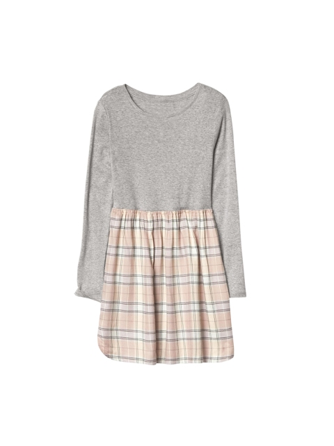 

GAP Girls Grey & Beige Plaid Mix Fabric Dress