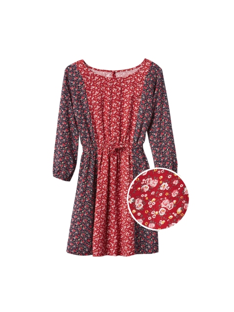 

GAP Girls Red & Navy Blue Print Tie-Waist Dress