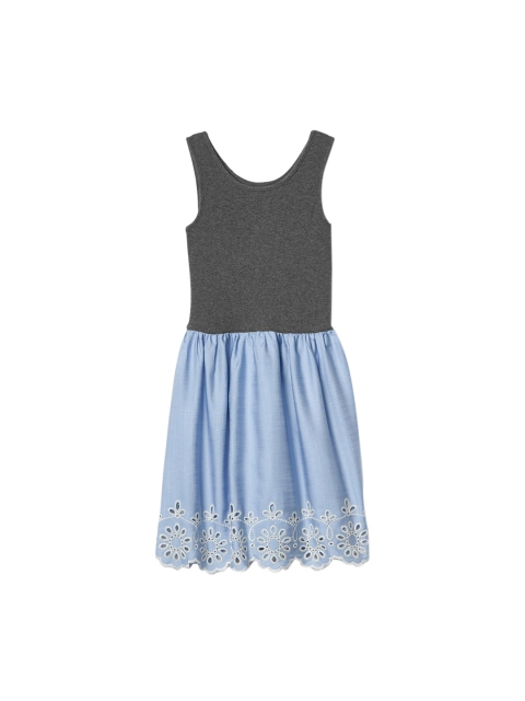 

GAP Girls Grey & Blue Eyelet Chambray Dress Dress