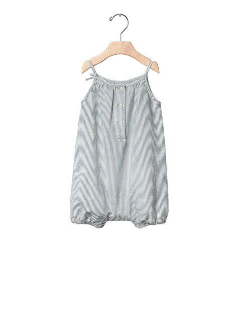 

GAP Girls Blue and White 1969 Railroad Stripe Denim Rompers
