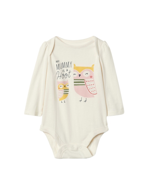 

GAP Off-White Girls Forest Family Long-Sleeve Bodysuit, Coffee brown