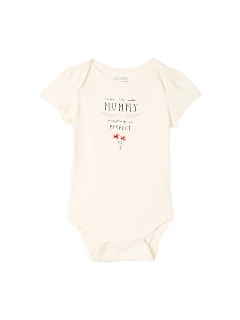 

GAP Girls White Short Sleeve Mom Dad Bodysuit, Cream