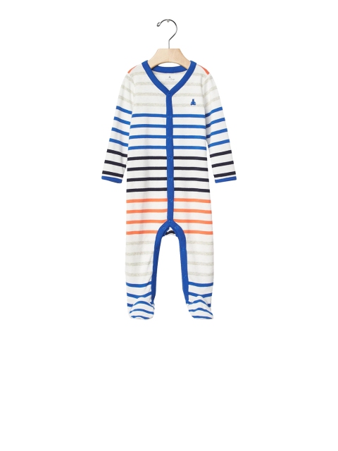 

GAP Boys Multicoloured Stripe Footed Bodysuit, White