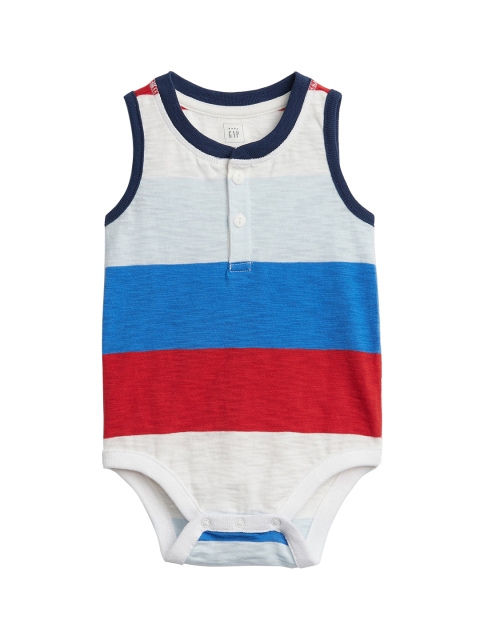 

GAP Boys Multicoloured Stripe Henley Bodysuit, Multi