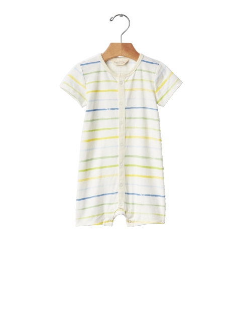 

GAP Boys Multicoloured Organic Stripe Shortie Romper, Off white