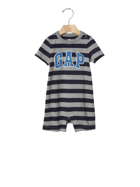 

GAP Boys Logo Stripe Shortie Bodysuit, Grey