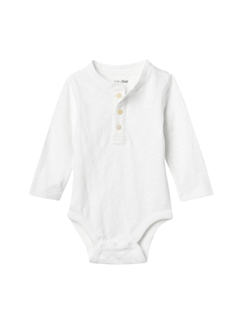 

GAP Boys Long Sleeve Henley Bodysuit, White