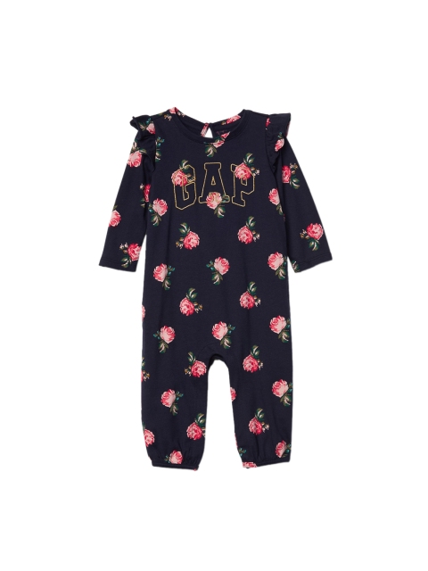 

GAP Girls Navy Blue Logo Floral Ruffle Bodysuit