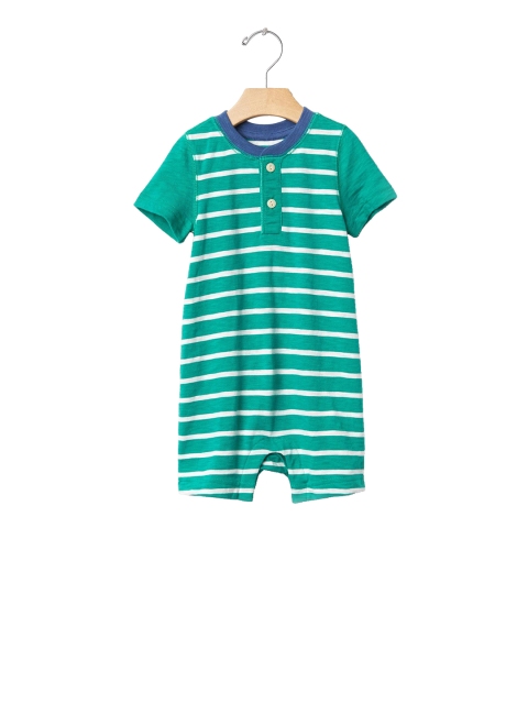 

GAP Boys Green and White Stripe Shortie Bodysuit