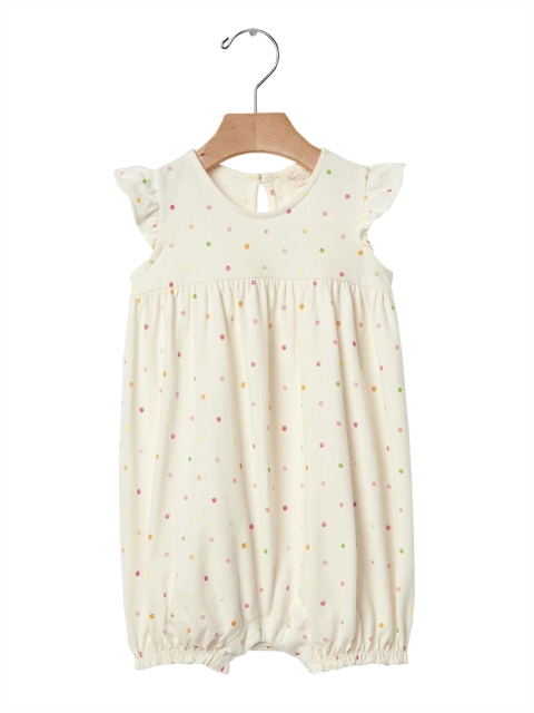 

GAP Girls Cream-Coloured Organic Polka Dot Shortie Rompers