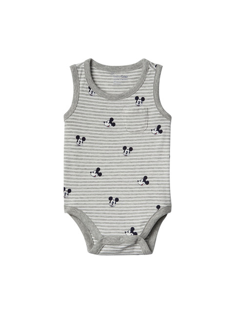 

GAP Boys Disney Baby Mickey Mouse Stripe Tank Bodysuit, Grey