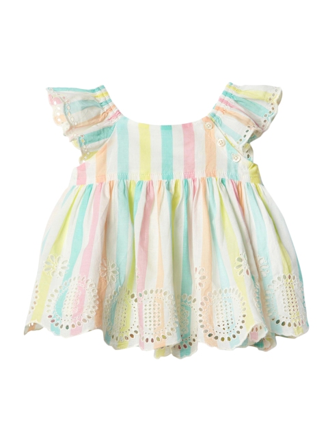 

GAP Girls Multicoloured Pastel Stripe Eyelet Flutter Top, Multi