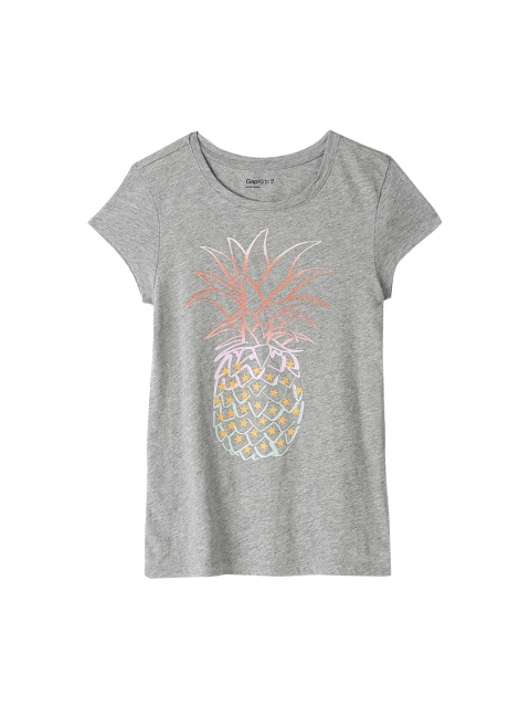 

GAP Girls Grey Graphic Print Pure Cotton Top