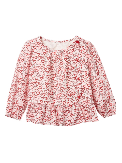 

GAP Girls Red Printed Heart Peplum Pure Cotton Top