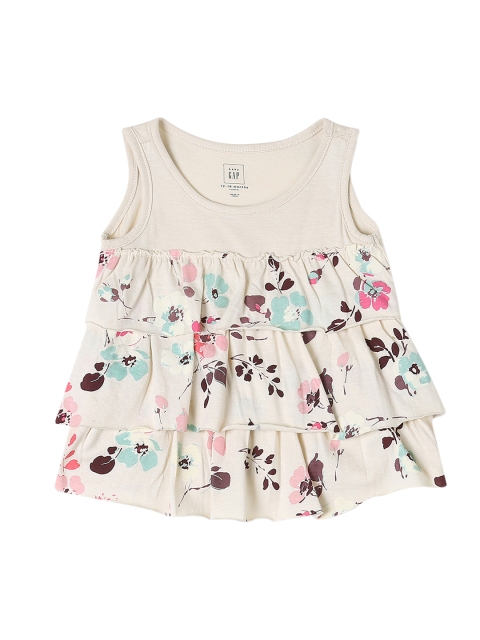 

GAP Girls Off White Printed Tiered Top