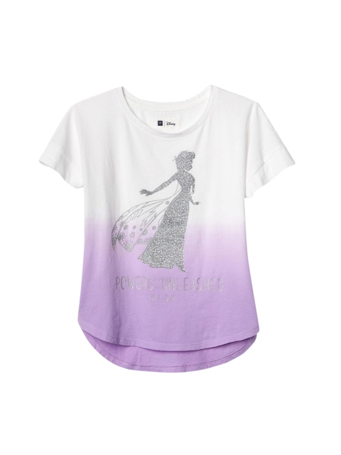 

GAP Girls White & Purple Disney Embellished Hi-Lo Top