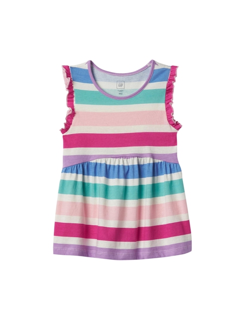 

GAP Girls Multicoloured Print Flutter Peplum Pure Cotton Top, Multi