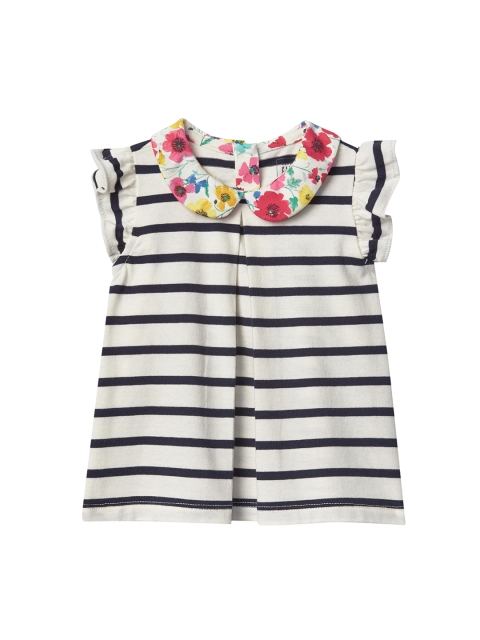 

GAP Girls Navy Blue Striped Woven Collar Flutter Top