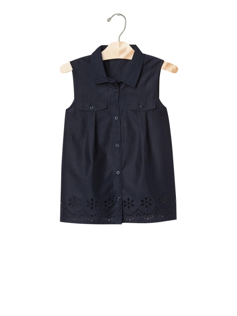 

GAP Girls Navy Eyelet Border Top, Navy blue