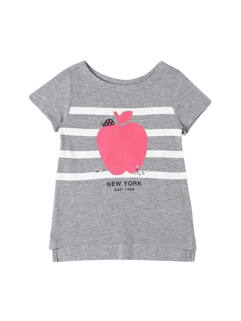 

GAP Girls Grey City And Stripes Slub Top