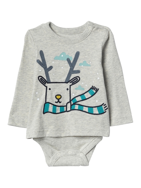 

GAP Baby Grey Snowy Body Double Printed Bodysuit