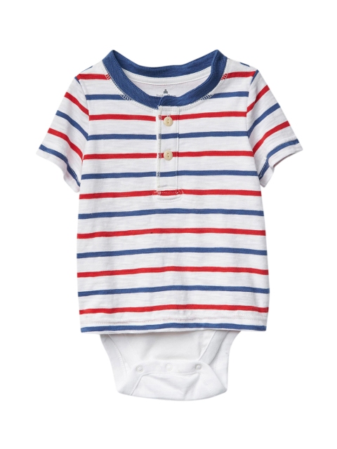 

GAP White Baby Americana Stripe Henley Body Double