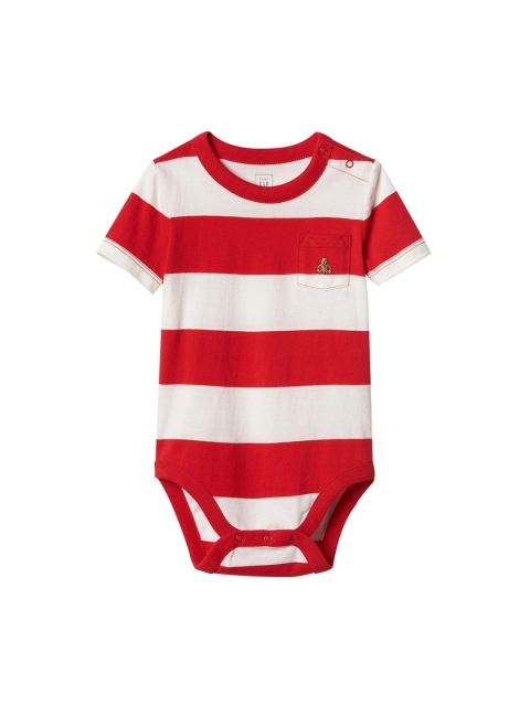

GAP Baby White & Red Stripe Short Sleeve Pocket Bodysuit