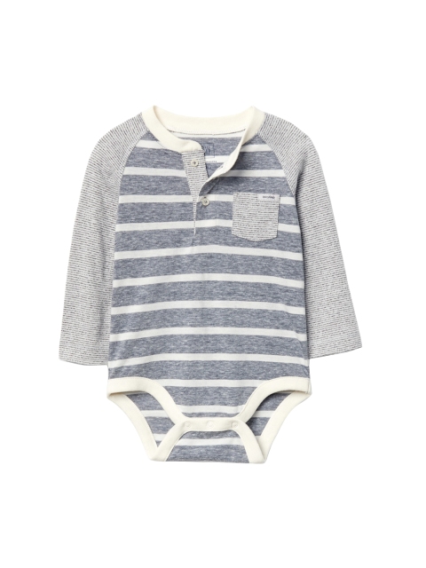 

GAP Baby Grey Stripe Pocket Henley Bodysuit