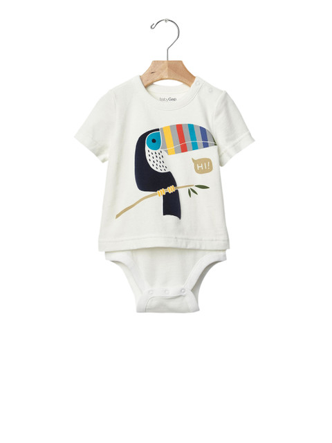 

GAP Baby White Statement Graphic Body Double Bodysuit