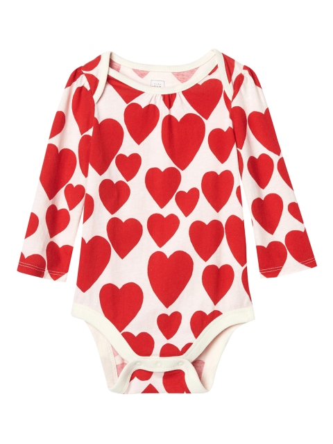 

GAP Baby Girl White & Red Hearts Long Sleeves Bodysuit