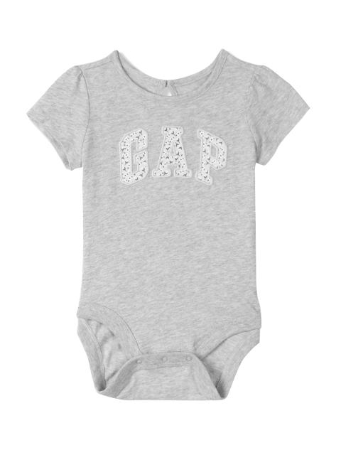 

GAP Baby Grey Short Sleeve Brand Applique Bodysuit