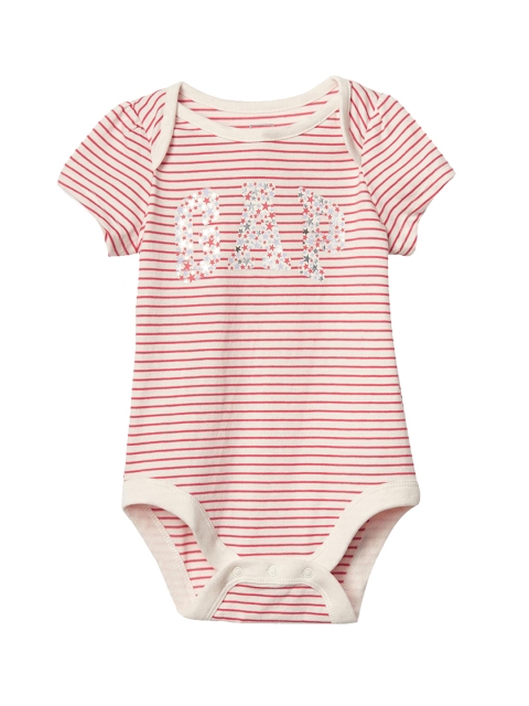 

GAP GAP Embellished Logo Stripe Bodysuit, Red