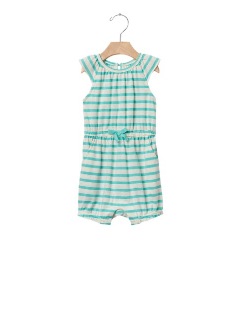 

GAP Baby Blue & White Stripe Flutter Shortie One-Piece Rompers