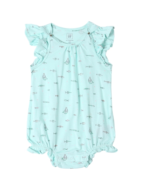 

GAP Turquoise Blue Baby Beach Print Bubble Shorty One-Piece