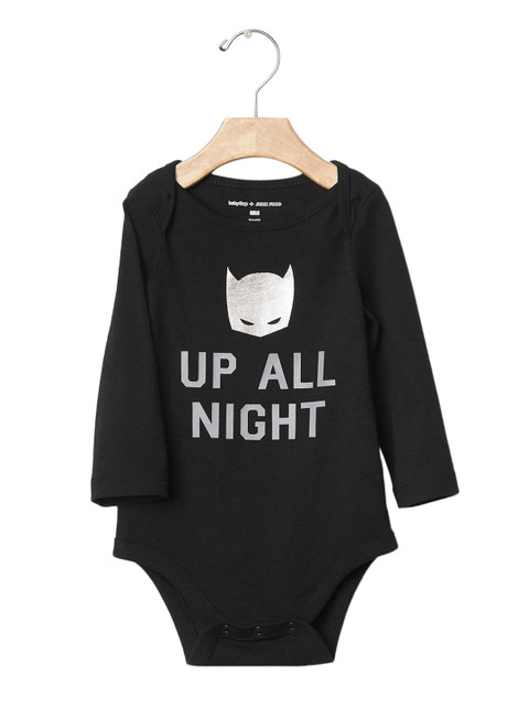 

GAP Baby Boy Black Junk Food Embellished Superhero Bodysuit